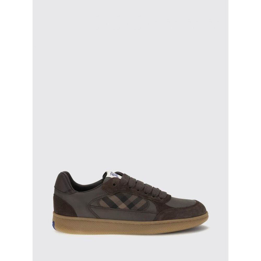 Burberry Men Burberry Terrace Sneakers In Calfskin And Suede With Check Pattern